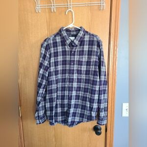 Plaid Button-Up Shirt - Purple and Gray